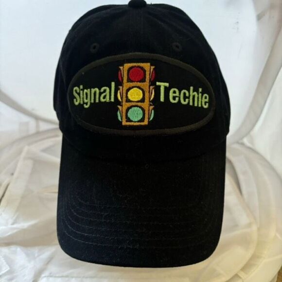 Signal Techie Port Authority Black Adjustable Ball Cap Hat *New* - Picture 1 of 8